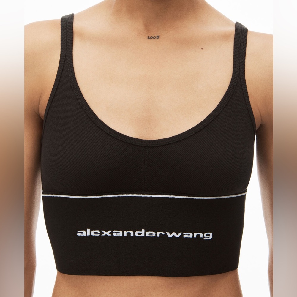 Alexander Wang Logo Elastic Bra In Ribbed Jersey